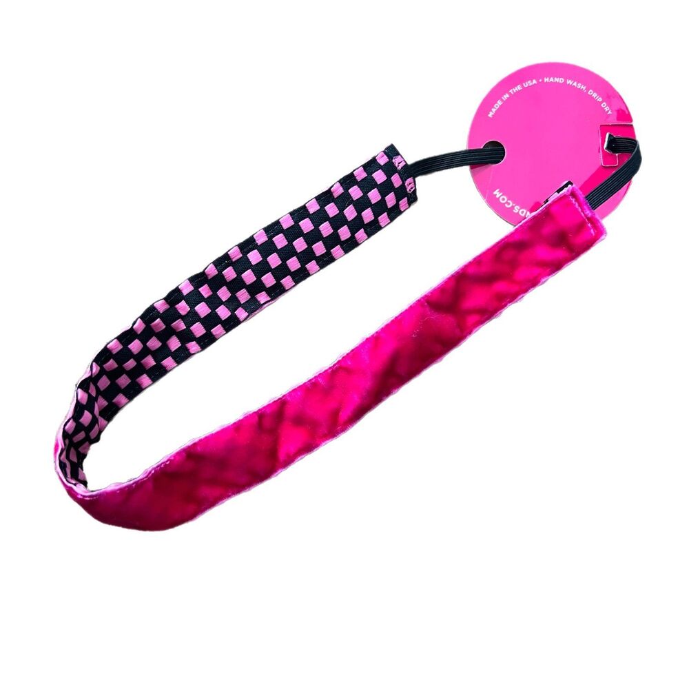 Sweaty bands pink & black checkered headband - Picture 2 of 3